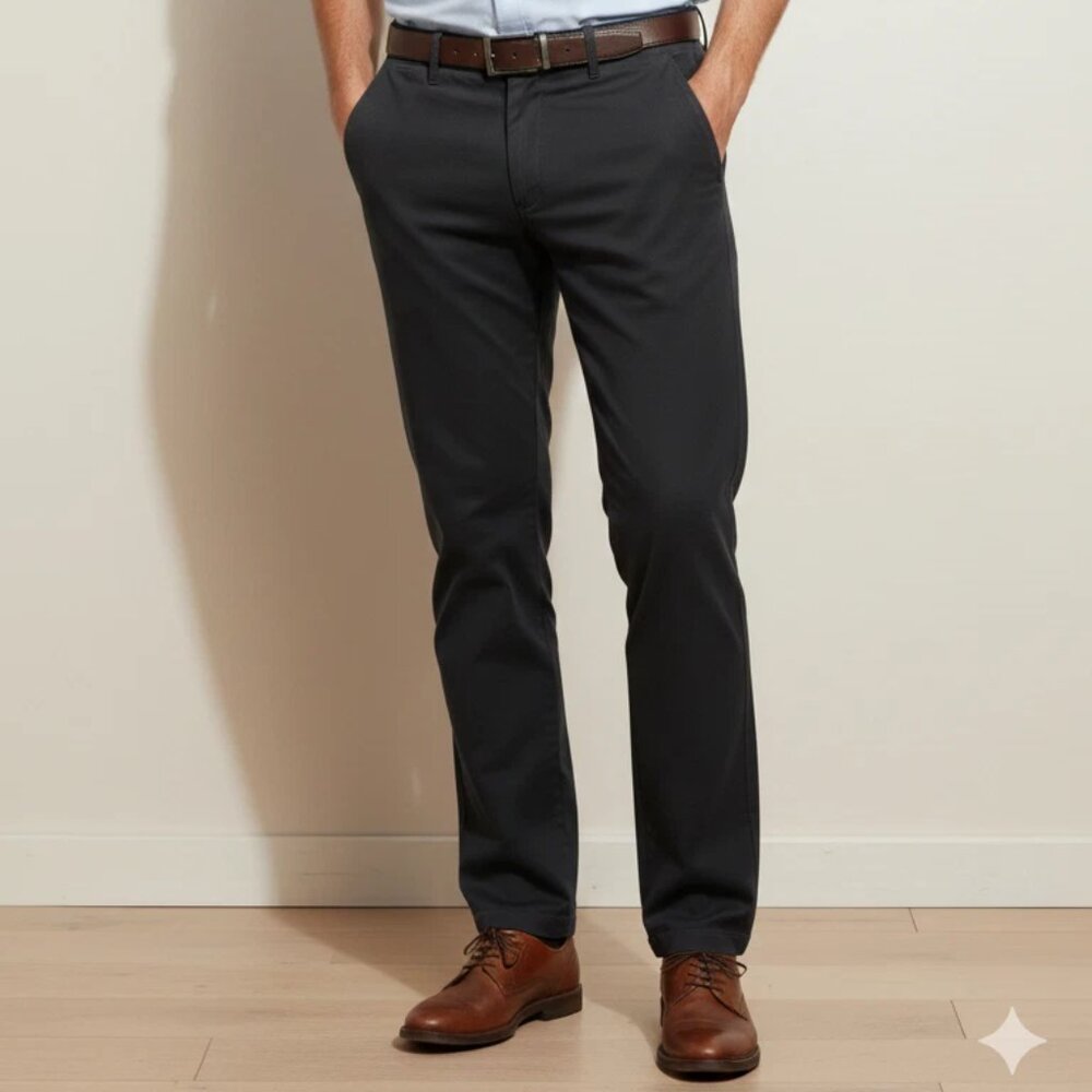 Dockers Men's 32x34 Dark Gray Straight Leg Comfort Flex Waist Chinos Work